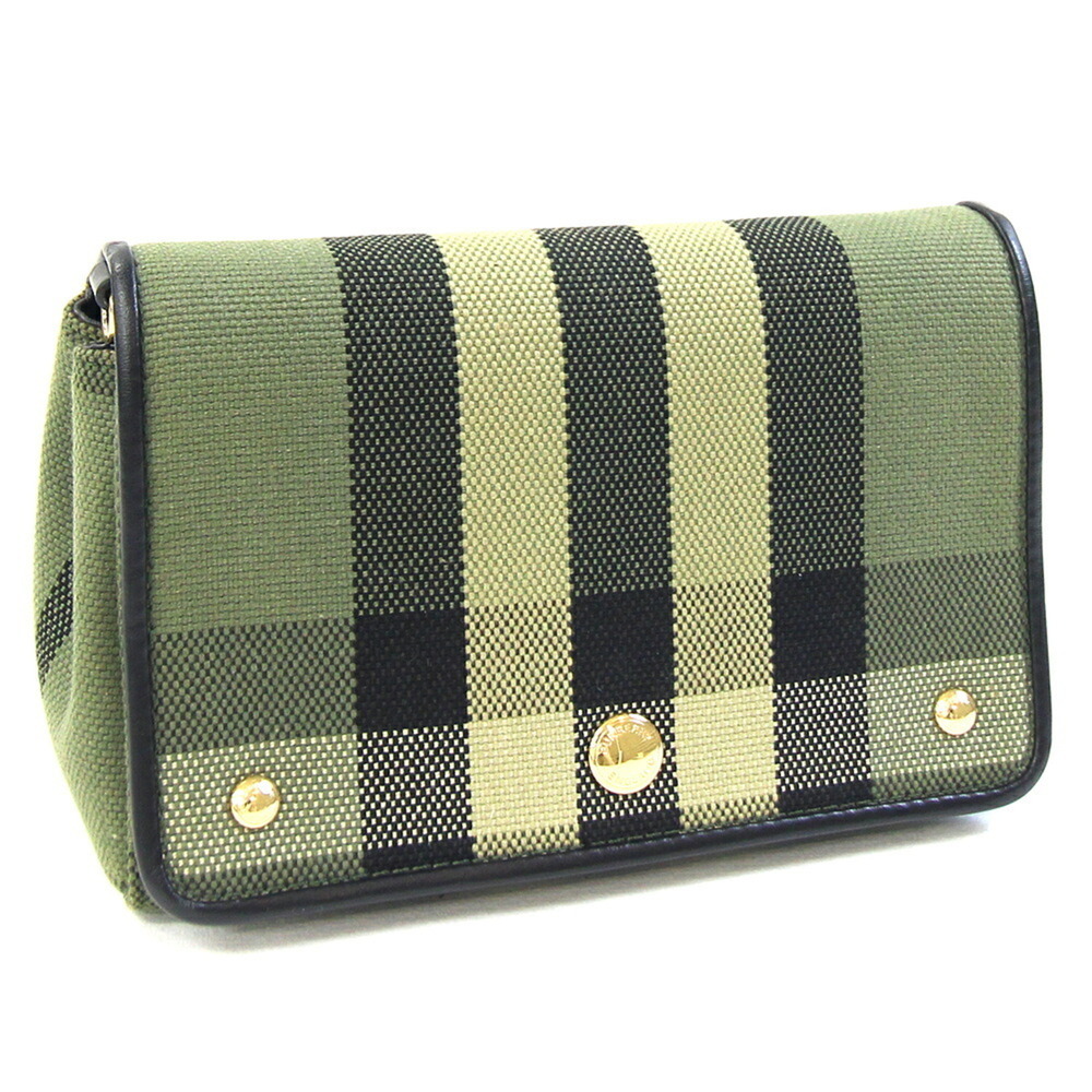Burberry handbag 8041866 Green Black canvas leather clutch bag without strap ...